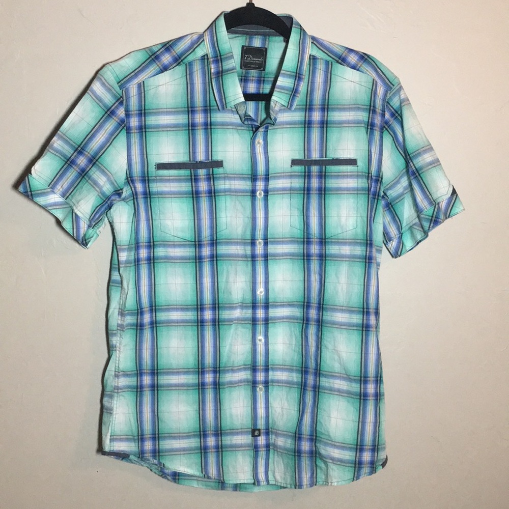 7 Diamonds Plaid Button Up